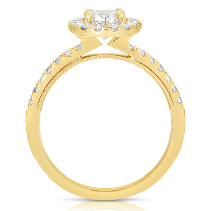 1 1/2 Ct Total Weight Oval Lab Grown Halo Engagement Ring