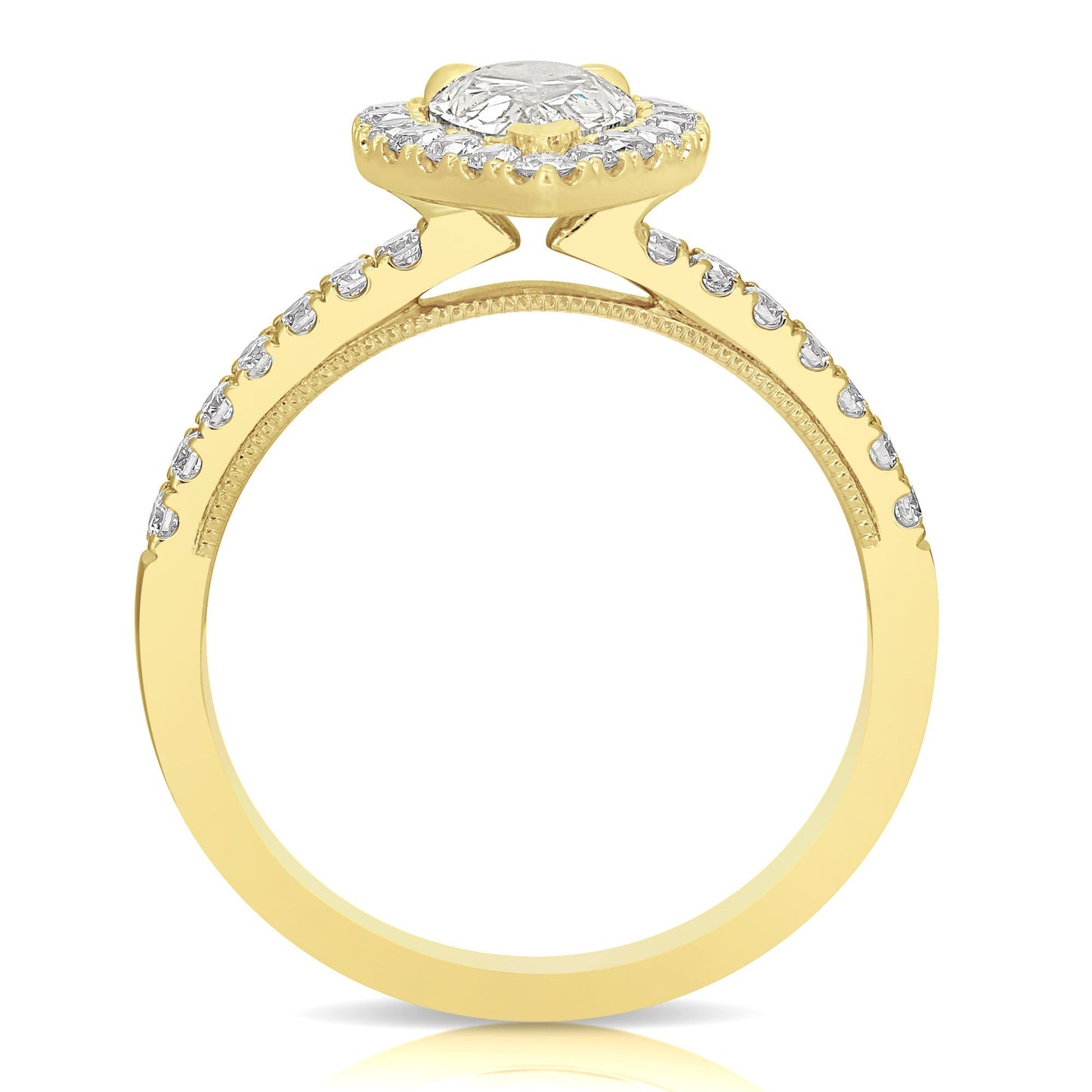 2 1/2 Ct Total Weight Pear Shape Lab Grown Halo Engagement Ring