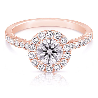 1 1/2 Ct Total Weight Round Lab Grown Halo Engagement Ring