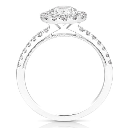 1 1/2 Ct Total Weight Round Lab Grown Halo Engagement Ring