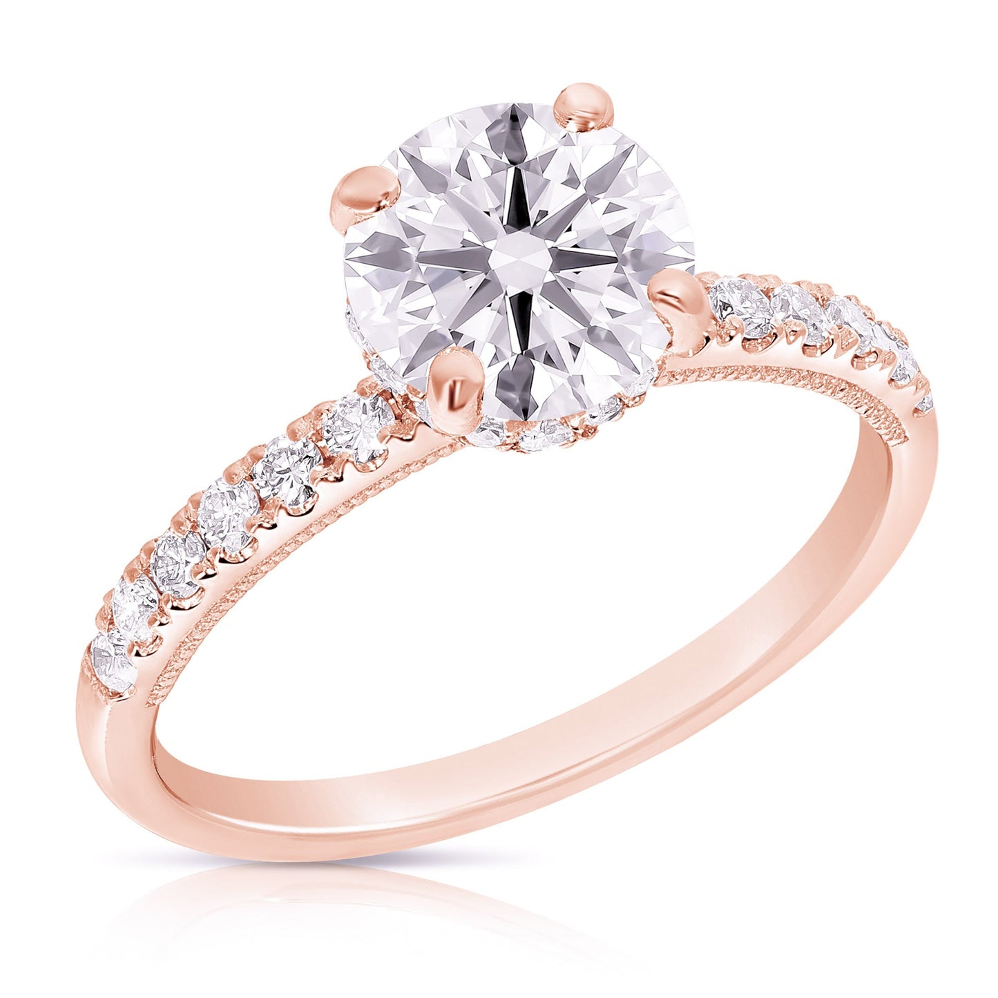 2 Ct Total Weight Lab Grown Hidden Halo Engagement Ring