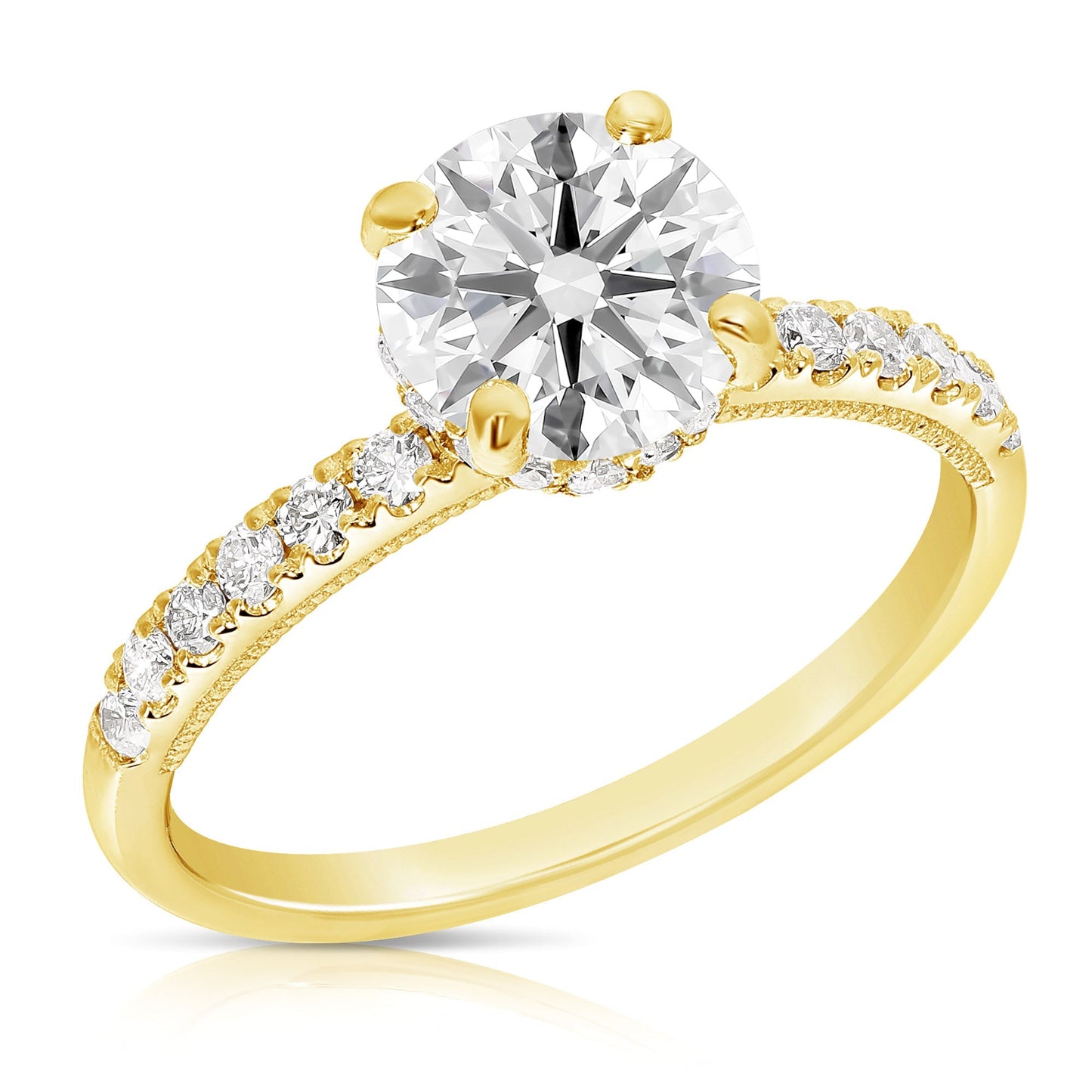 2 Ct Total Weight Lab Grown Hidden Halo Engagement Ring