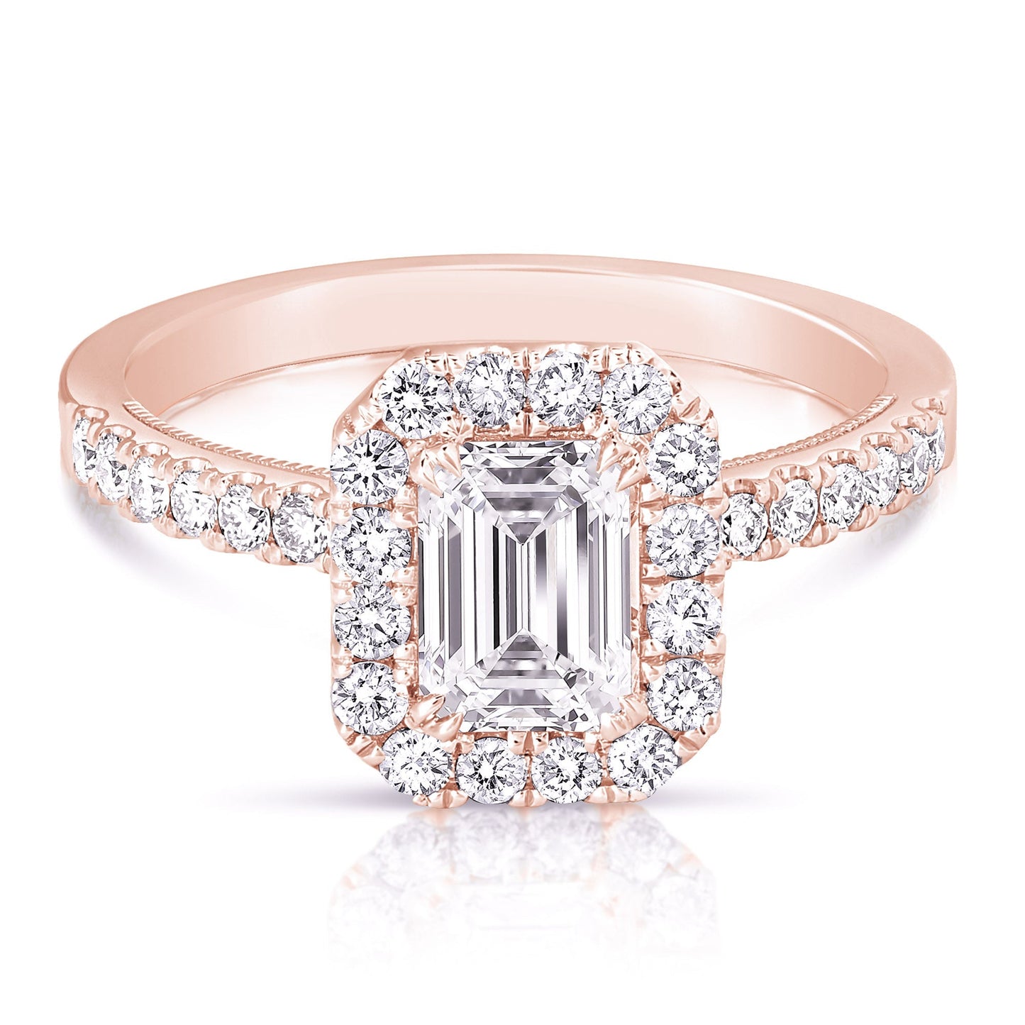 1 Ct Emerald Cut Complete Engagement Ring