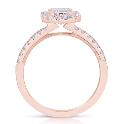 1 Ct Emerald Cut Complete Engagement Ring