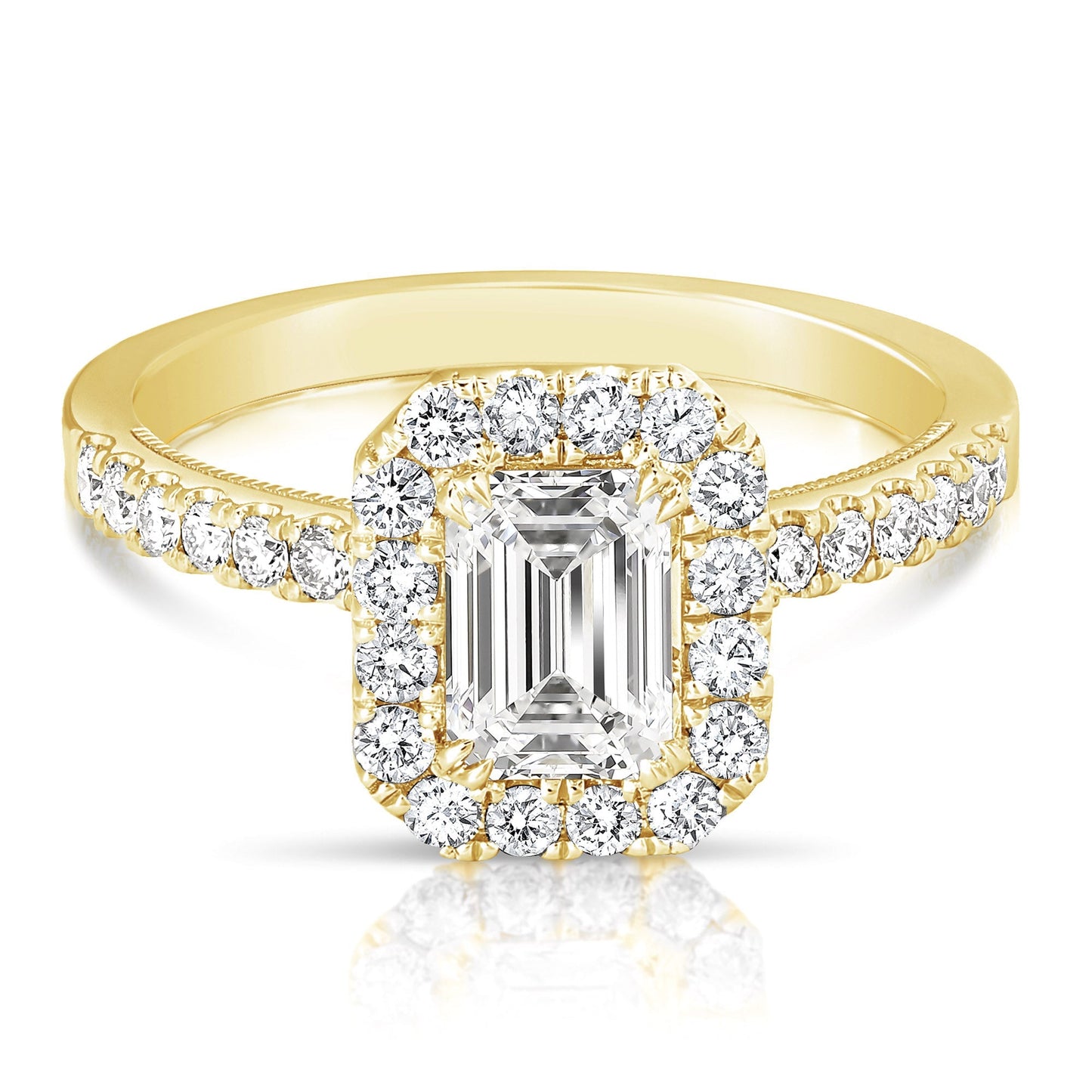 1 Ct Emerald Cut Complete Engagement Ring