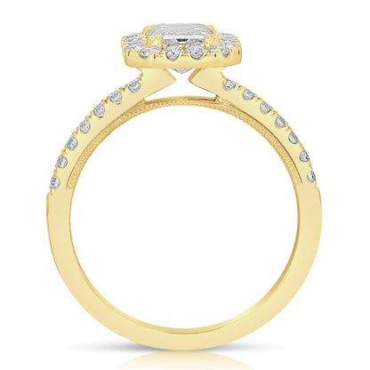 1 Ct Emerald Cut Complete Engagement Ring