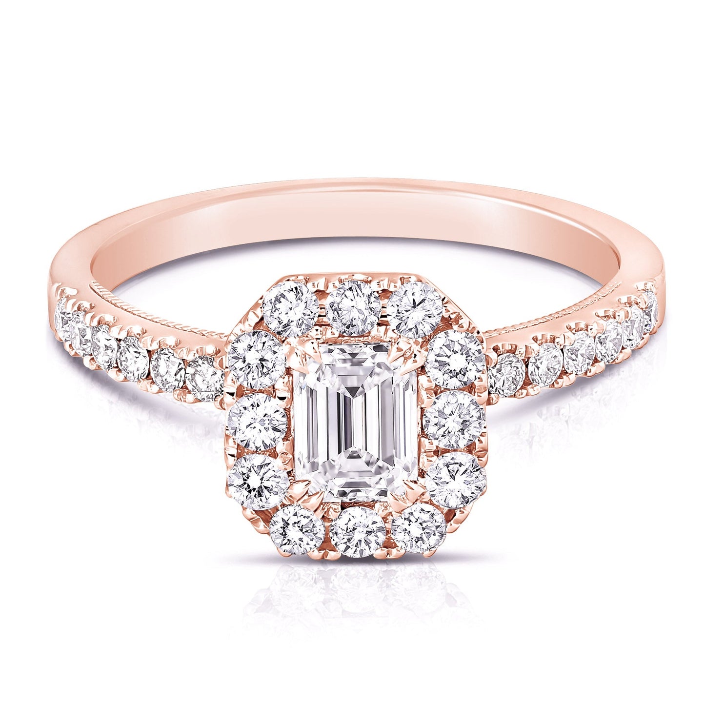 1/2 Ct Emerald Cut Complete Engagement Ring