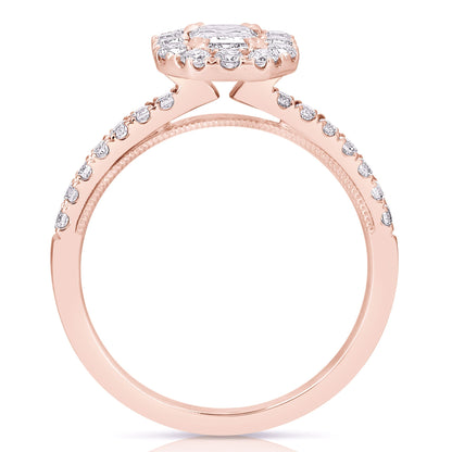 1/2 Ct Emerald Cut Complete Engagement Ring