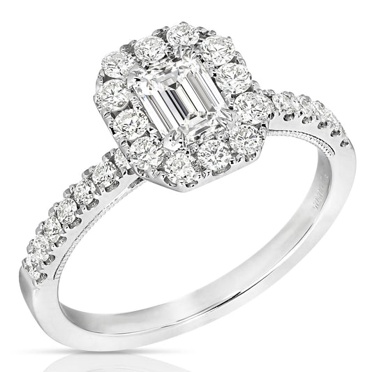 1/2 Ct Emerald Cut Complete Engagement Ring