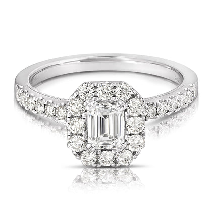 1/2 Ct Emerald Cut Complete Engagement Ring