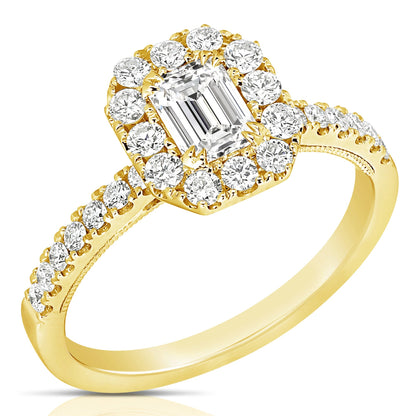 1/2 Ct Emerald Cut Complete Engagement Ring