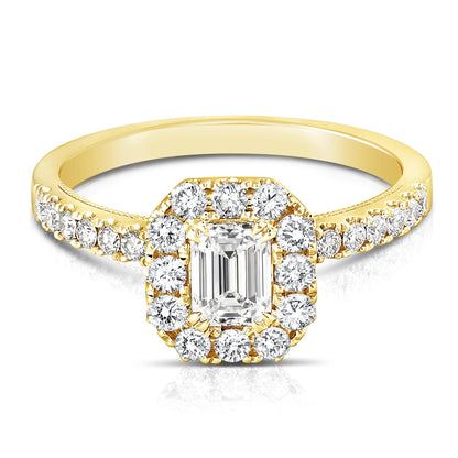 1/2 Ct Emerald Cut Complete Engagement Ring