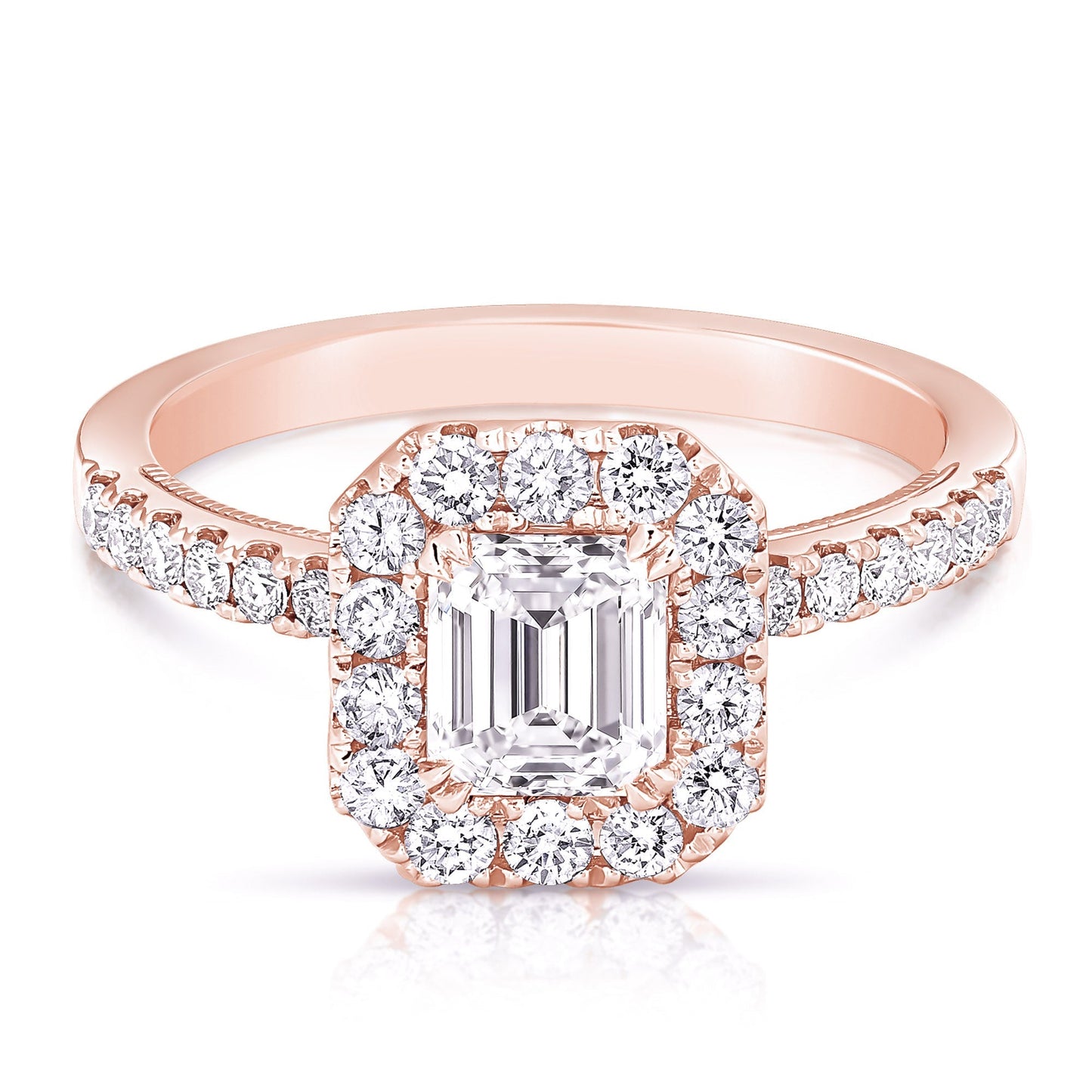 3/4 Ct Emerald Cut Complete Engagement Ring