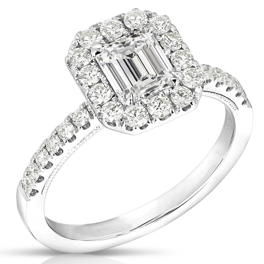 3/4 Ct Emerald Cut Complete Engagement Ring