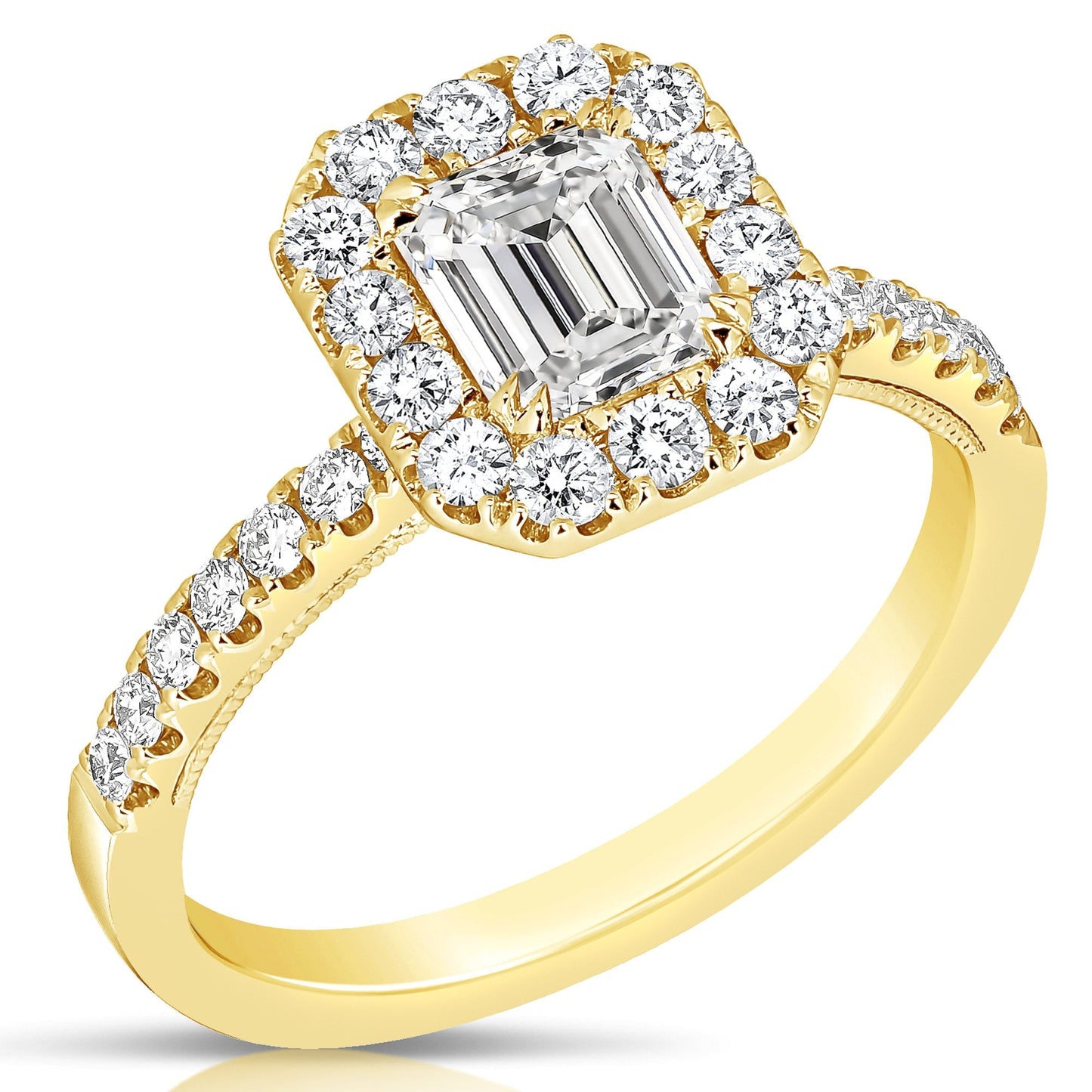 3/4 Ct Emerald Cut Complete Engagement Ring