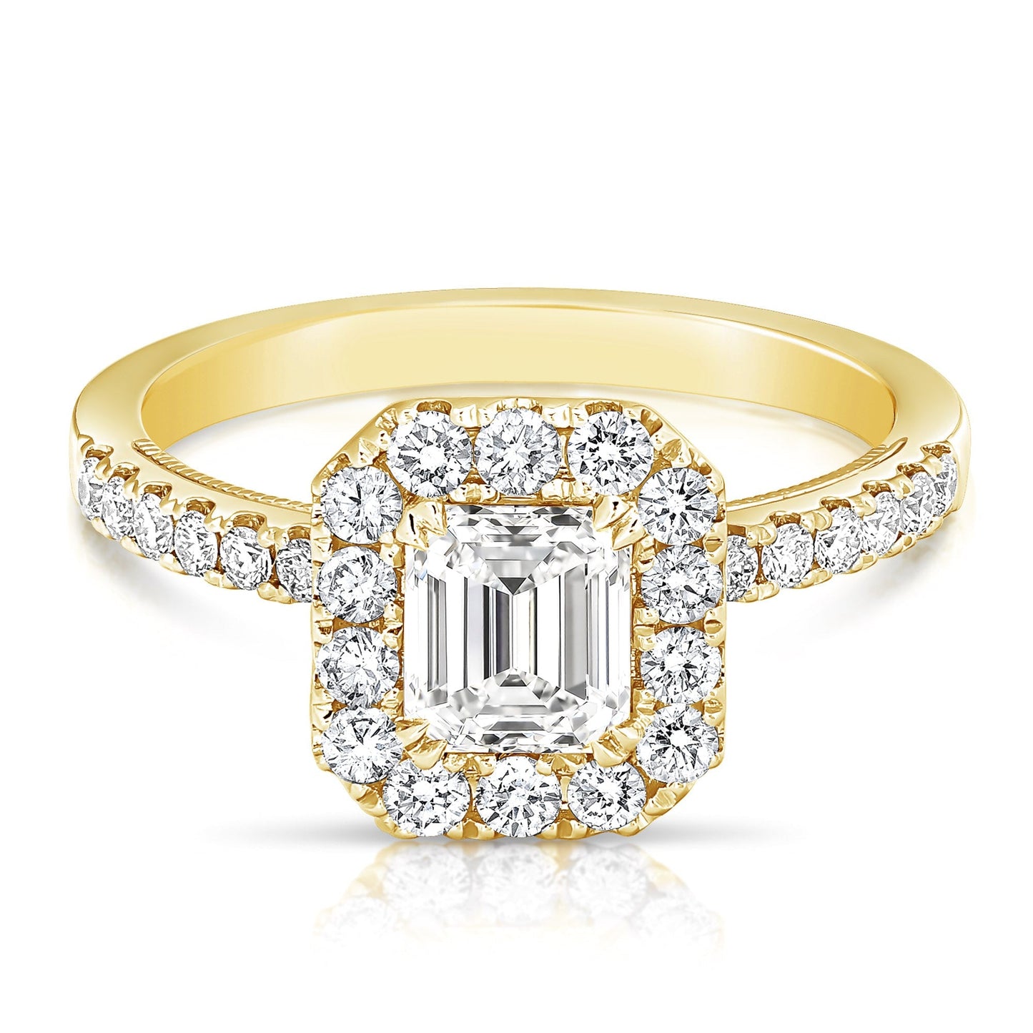 3/4 Ct Emerald Cut Complete Engagement Ring