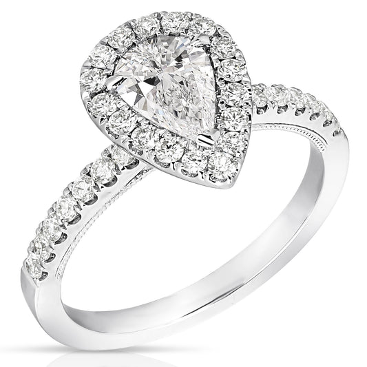 1 1/4 Ct Total Weight Pear Shape Diamond Engagement Ring