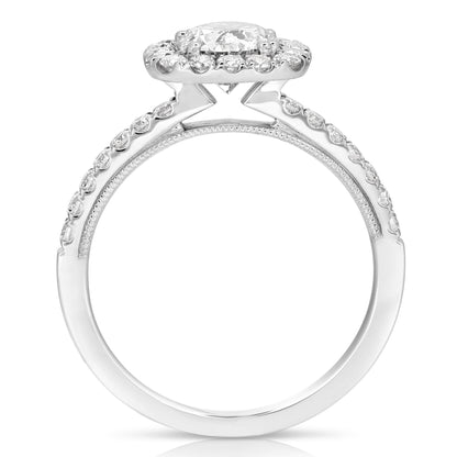 1 Ct Round With Cushion Halo Complete Engagement Ring