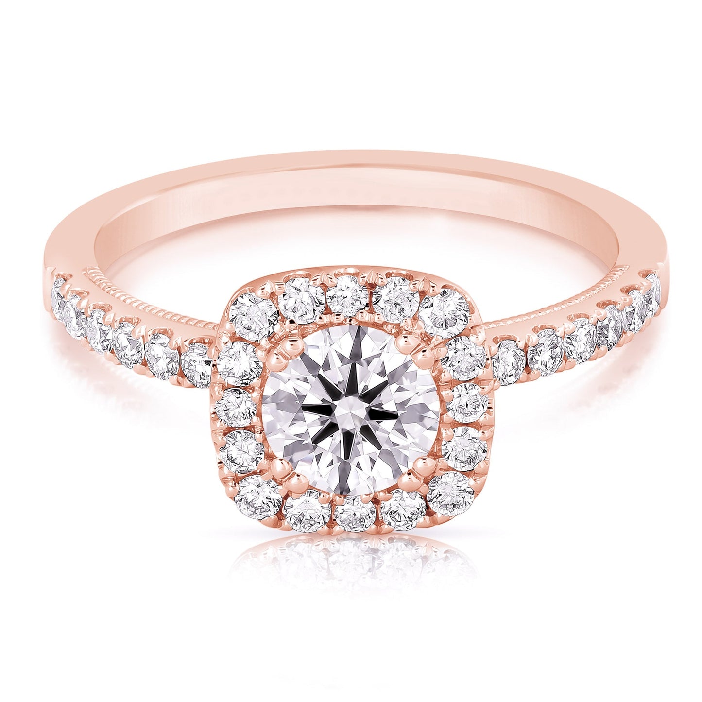 3/4 Ct Rb Complete Cushion Halo Engagement Ring