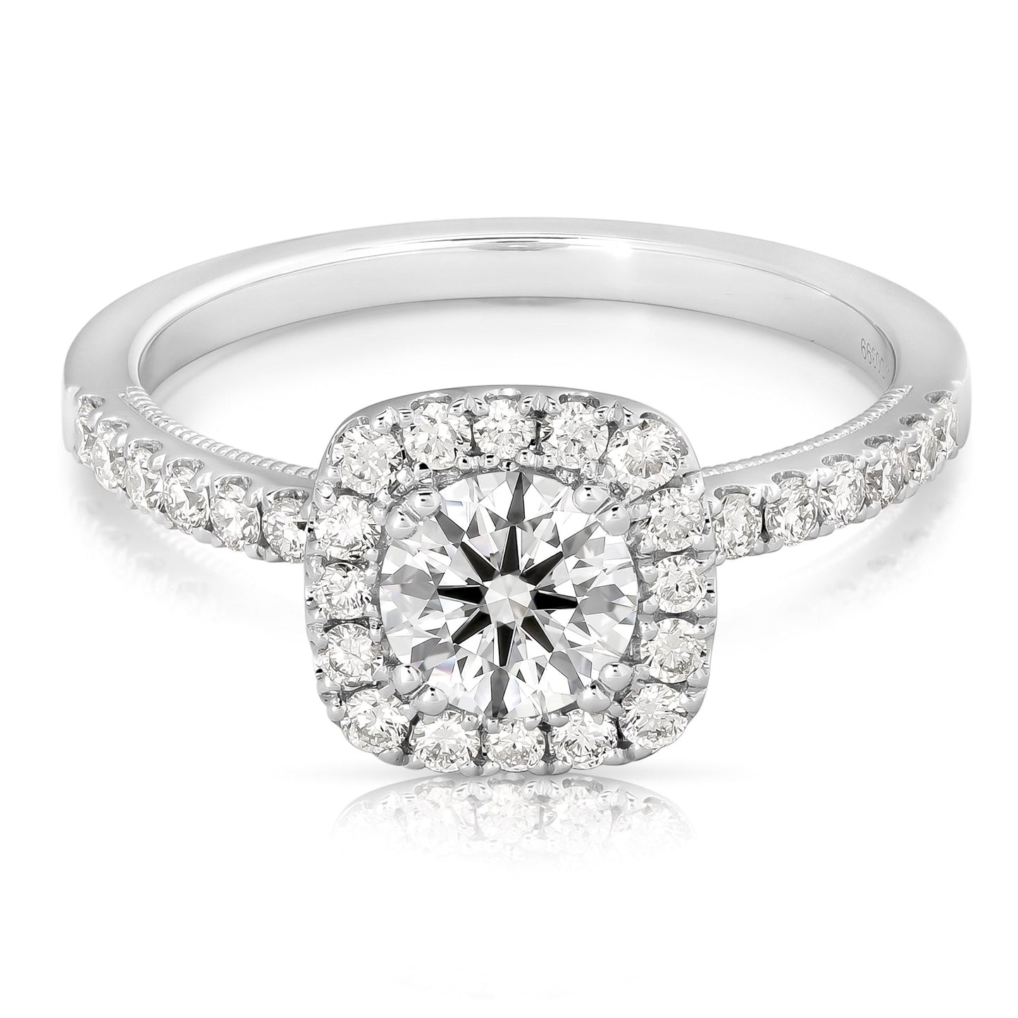 3/4 Ct Rb Complete Cushion Halo Engagement Ring