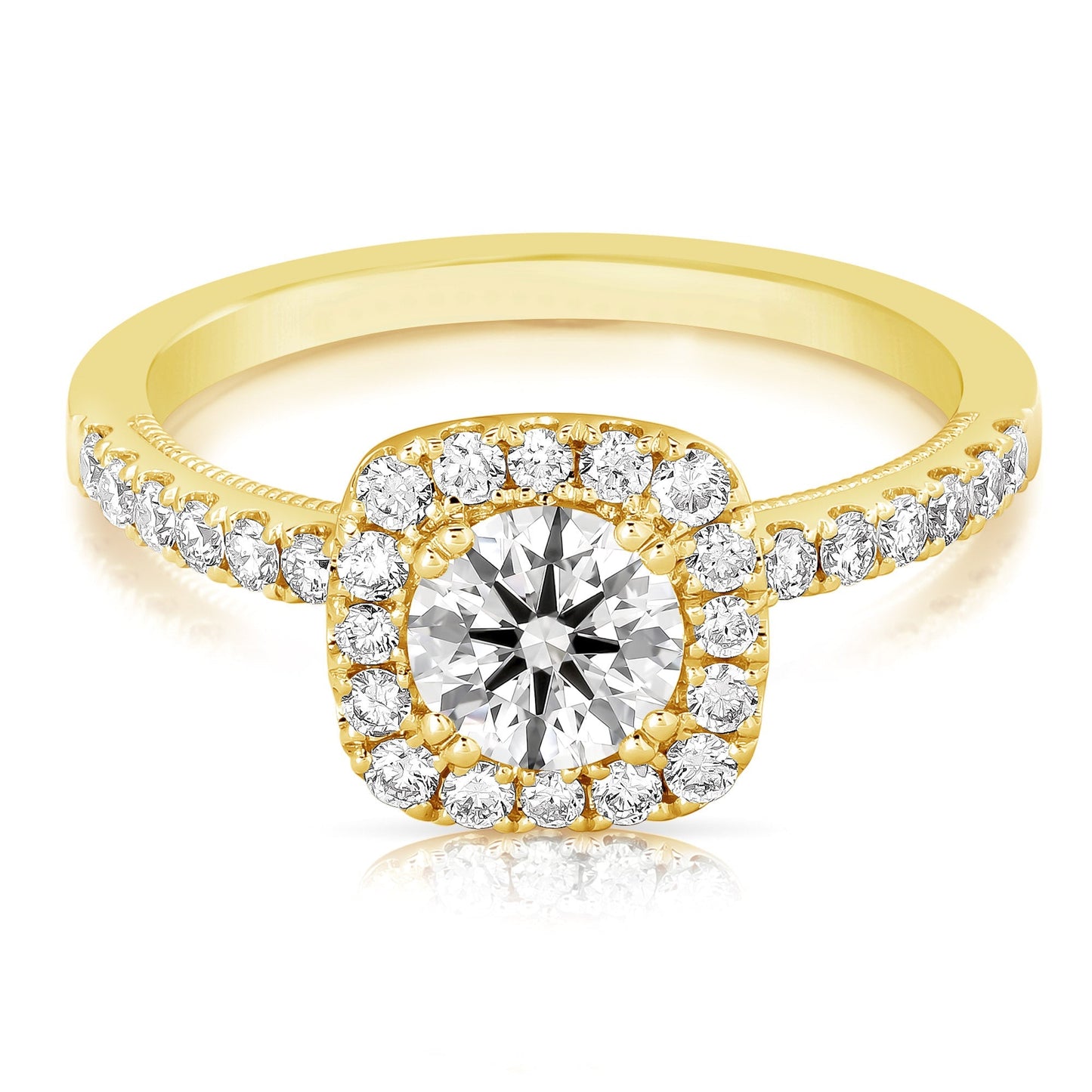 3/4 Ct Rb Complete Cushion Halo Engagement Ring